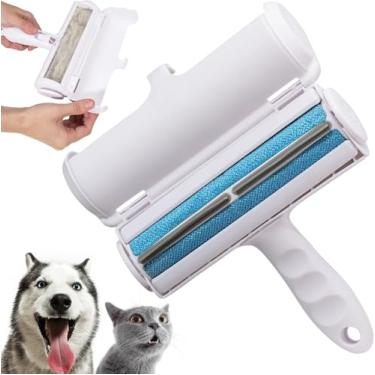 Imagem de Rolo removedor de pelos de animais de estimação reutilizável para cães e gatos – removedor de fiapos para móveis, sofá, tapete, roupa de cama, assentos de carro – sem adesivo, ecológico, rolo de pelos