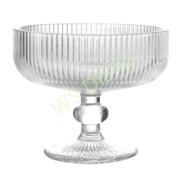 Imagem de TaçAs De Vidro Caneladas Em Tons De Rubi, Requintado Conjunto Para Sobremesas E Bebidas(Transparente)