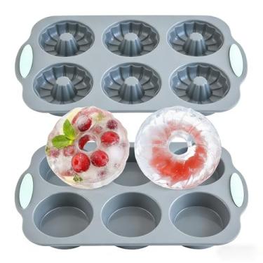 Imagem de 2 peças de molde de guirlanda de gelo 2026 novo conjunto de bandeja de silicone com 6 furos com molde de floco de neve, flexível de liberação fácil para cubos, coquetéis, bolos, sabão (A)