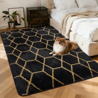 Imagem de Tapete macio para sala de estar, tapete macio geométrico felpudo para sala de estar, tapete clássico, antiderrapante, tapete fofo para quarto de crianças, quarto de bebê, decoração de casa de