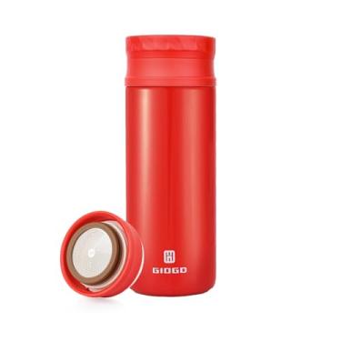 Imagem de Garrafa térmica isolada a vácuo de 450 ml, garrafa de água térmica de aço inoxidável, garrafa térmica para bebidas quentes e frias, frasco de água (vermelho)