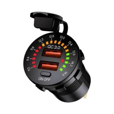 Imagem de Carregador De Carro 36W PD QC 3.0 À Prova d'Água Com Voltímetro LED In
