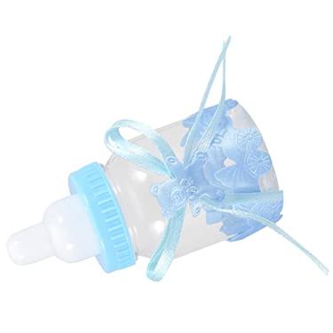 Imagem de GLOGLOW Categoria Festival Decorações de Chuveiro, Pacote Com 24, Azul, Plástico, 3,5 X 1,6 Polegadas, Design de Laço de Urso Com Fitas, Garrafas Preenchíveis Baby Nan (Azul)