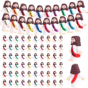 Imagem de Hearkenlist 150 PCS Little Jesus Figures, Mini Figurines in Bulk, Tiny Pocket Rubber Jesus Love You Figure for Religious Party Favors, Sunday School, Baptism Gift, Easter Egg Stuffers
