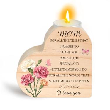 Imagem de Presentes de aniversário para mãe - presentes de aniversário de cravo para mãe de filha filho castiçais de madeira em forma de coração Natal dia das mães dia dos namorados meias presentes para mães