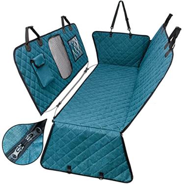 Imagem de Capa de assento de carro para cães, impermeável, à prova de arranhões e antiderrapante, rede para cães, protetor de assento de carro adequado para SUVs e caminhões, azul, 137 x 147 cm