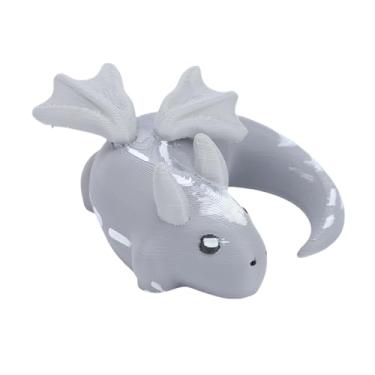 Imagem de Cryfokt Mini Estatueta de Dragão Escultura Colecionável Portátil Feita à Mão para Alívio do Estresse, para Trabalhadores e Estudantes, Estátua de Dragão Com Acabamento Brilhante Impresso Em 3D (Cinza)