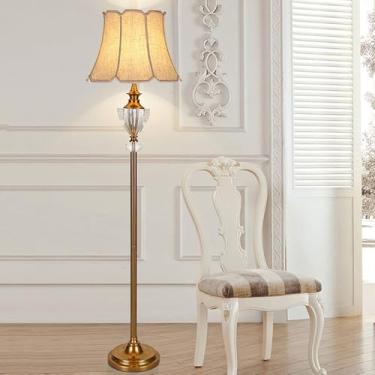 Imagem de Luminária de chão estilo americano campestre com cúpula de tecido, luminária de leitura alta para ambientes internos, luminária vertical decorativa para sala de estar, luminária de chão de m