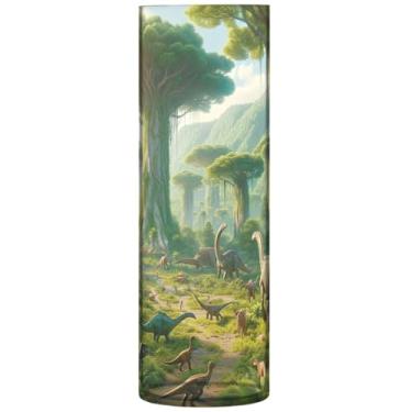 Imagem de Dinossauro árvore floresta vasos altos para flores vasos cilíndricos decoração de casa impressão quarto decoração de casa, 30 cm x 9,9 cm