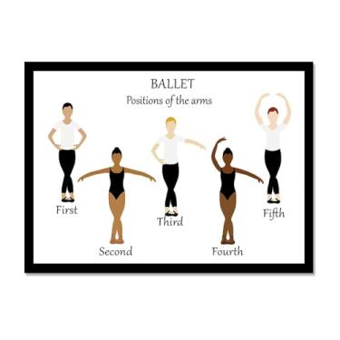 Imagem de Ballet Positions Dance Poster Ballerina Education Wall Art Prints Canvas Painting Pictures Ballet Studio Dance Room Home Decor (SKU4,12 x 45,7 cm = (30 x 45 cm), moldura preta)