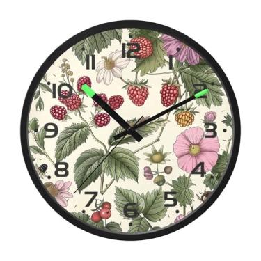 Imagem de SEHANY Herb Wildflower Relógio de parede silencioso sem tique-taque relógio redondo operado por bateria 30 cm controle de som luz noturna relógios de parede para sala de estar, cozinha, quarto