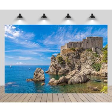 Imagem de chnywork Fundo de castelo medieval de 2,1 x 1,5 m, Europa, Croácia, Dubrovnik, Cidade Velha, Fortificação, Castelo, Fundo de Montanha Costeira, Tema Europeu, Decoração de Festa, Estúdio Fotográfico