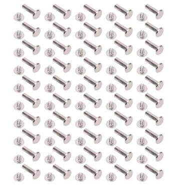 Imagem de Brrnoo Kit de Parafusos de Rebites Com 50 Conjuntos, Porcas de Presilha Plana Redonda de Aço Inoxidável M3.5 Com Conexões Seguras para Roupas Artesanais de Couro e Projetos de