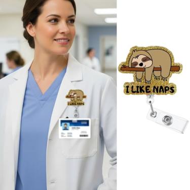 Imagem de Clipe decorativo retrátil de carretel de crachá com clipe jacaré para uso de cartão de passagem de funcionários do escritório (clipe de preguiça)