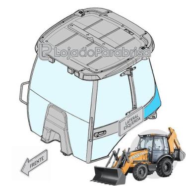 Imagem de Vidro Lateral Traseiro Esquerdo Inferior para Retroescavadeira Case 58