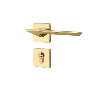 Imagem de VTGVVVTR Fechadura de porta francesa dourada abóbora magnética silenciosa fechadura interna quarto porta maçaneta de madeira (tipo D PVD ouro silencioso)