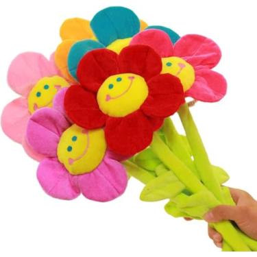 Imagem de Justkeji Flor artificial recheada, buquê de girassol de pelúcia com hastes dobráveis, decoração de casa de flores de pelúcia para festa de casamento, aniversário, Natal (8 cores, 45,7 cm)