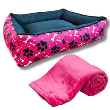 Imagem de Caminha Pet com Almofada Confortável e Durável – Cama para Cachorro e Gato Pequeno e Médio Porte, Fácil de Limpar(CAMA MÉDIA COM MANTA ROSA)