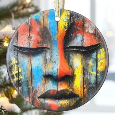 Imagem de Ornamentos de cerâmica de 9 cm para árvore de Natal, decoração de árvore de Natal, liquidação de enfeites de Natal, lembrança de relíquia de família, troca de presente, ideia de presente, presente de