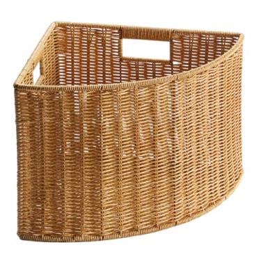 Imagem de Fenteer Cesto de canto para armazenamento, organizador portátil multifuncional triangular para uso doméstico, ideal para jornais e revistas, Alça Lateral