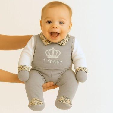 Imagem de Conjunto Pagão 100% Algodão Roupa Saída Maternidade Bebê Menino Ou Men