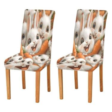 Imagem de SEHANY Lindas capas de cadeira de coelho de conto de fadas para sala de jantar, conjunto de 4, capa protetora elástica removível e lavável para cadeira de jantar para cozinha, hotel, festa, decoração