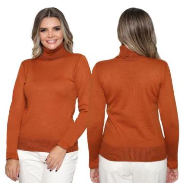 Imagem de Kit 2 Blusas Feminina de Tricô Manga Longa Gola Alta Casual Inverno - 