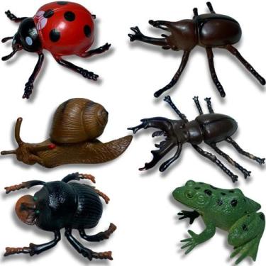 Imagem de Brinquedo animal kit insetos gigantes exòticos de plástico conjunto 6 