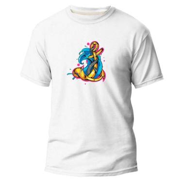 Imagem de Camiseta Algodão Premium Estampa Digital Âncora Azul e Gold - Pavesi, 