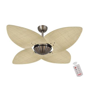 Imagem de Ventilador De Teto Dormamu Bronze Office 4 Pás Palmae Natural 110V Com Controle