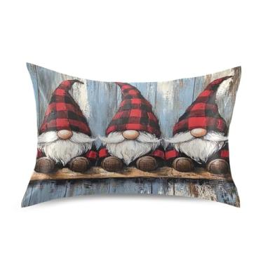 Imagem de Blueangle Fronha de cetim com três gnomos fofos para cabelo e pele, fronha de seda, tamanho Queen (50,8 x 76,2 cm) - Capas de almofada de cetim com fecho de envelope (923)