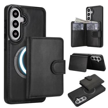 Imagem de Carteira removível para Samsung Galaxy S26 Plus, compatível com Magsafe, capa de carregamento sem fio com suporte para cartão, compartimento para dinheiro, capa 2 em 1 à prova de choque (preto)