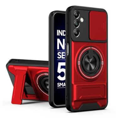 Imagem de SORAKA Capa para Samsung Galaxy A14 5G com suporte,proteção de lente com janela e capa dupla de PC e TPU compatível com suporte magnético para carro