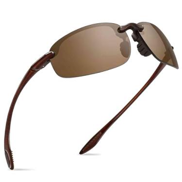 Imagem de WISTON Óculos de sol esportivos polarizados para homens e mulheres Tr90 armação sem aro para corrida, pesca, beisebol, dirigir W8001, B3 preto/marrom não polarizado, Standard