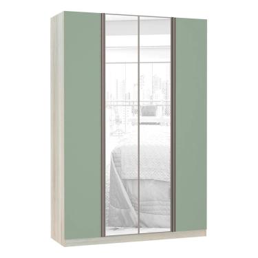 Imagem de Guarda Roupa Solteiro 4 Portas 3 Gavetas Prime Plus Alumínio Com Espelho 159 Cm Luciane Móveis