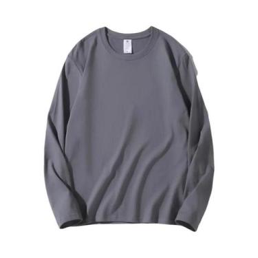 Imagem de Camisetas Femininas De Algodão De Manga Longa Com Decote Redondo, Esti