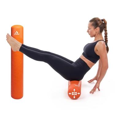 Imagem de Rolo de ar ajustável com bomba laranja vibrante - Rolo inflável de ioga fitness para homens e mulheres, rolos traseiros para músculos, rolos musculares de recuperação para academia em casa ou viagens