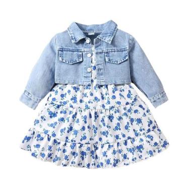 Imagem de Conjunto Casual de Jaqueta Jeans e Saia Floral para Bebê - Primavera/O