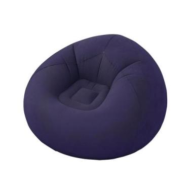 Imagem de Sofá Inflável Puff Poltrona Aveludado Descanso Aconchego Cor:Azul Mari