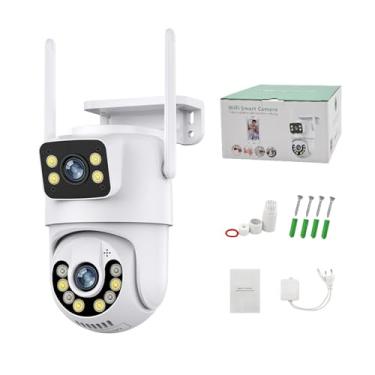 Imagem de Câmera de Segurança WiFi Externa HD 6MP, Com armazenamento na nuvem,Visão Noturna Infravermelha, Dupla Lente Grande Angular, À Prova D'Água IP66, Detecção de Movimento e Áudio Bidirecional