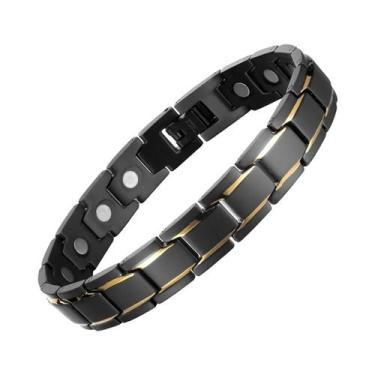 Imagem de Pulseira Esportiva Masculina De Aço Titânio Com Terapia Magnética, Des