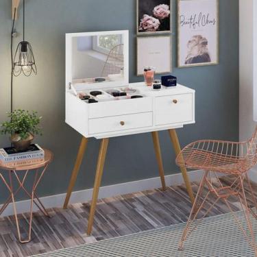 Imagem de Penteadeira com Espelho 1 Gaveta Retrô Cristal - Olivar