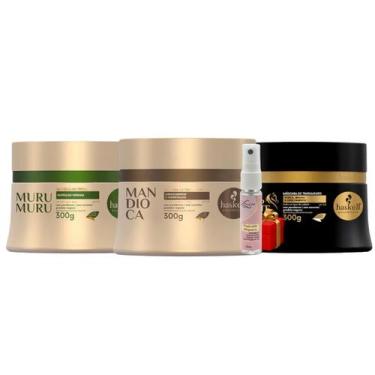 Imagem de Kit Cronograma Haskell Cabelos Ressecados Cavalo Forte + Mandioca + Mu