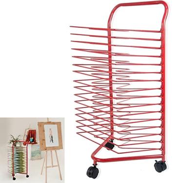 Imagem de SGeneE Estante empilhável de metal para secagem, pintura em aquarela, pôsteres, artesanato, prateleiras de armazenamento, carrinho de arte com roda para salas de aula, estúdio de arte e uso doméstico