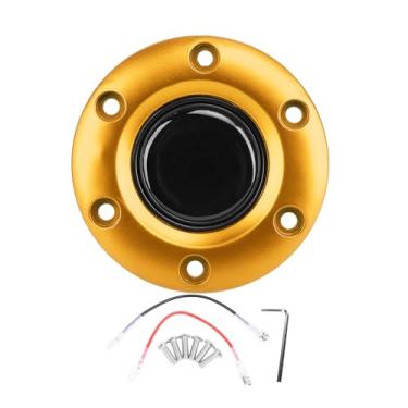 Imagem de Estink Tampa Central do Volante de Carro Em Material ABS, Tampa de Botão de Buzina para Volante Com 6 Furos, Instalação Fácil e Design Moderno (Ouro)