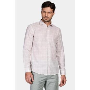 Imagem de Camisa Aramis Slim Linen Look Xadrez Natural-Masculino