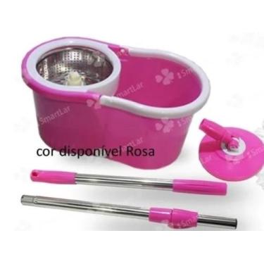 Imagem de Balde Mop mágico giratório Cesto Inox +2 Refis-pink - Telintec