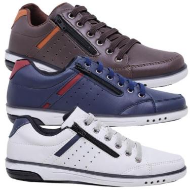 Imagem de Kit 3 Pares Sapatênis Masculino Casual Fechamento Elastico e Ziper - S