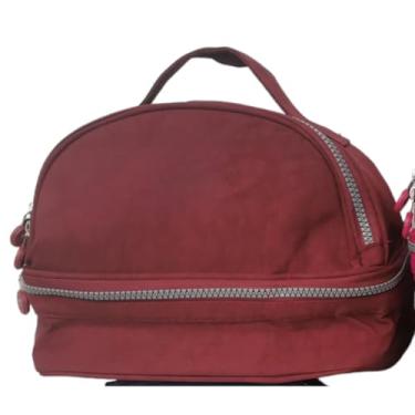 Imagem de Bolsa Térmica Redonda Portátil para Marmita e Piquenique com Isolamento Térmico Durável(VINHO)