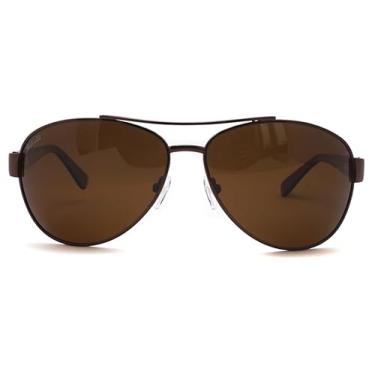 Imagem de SunCristal Óculos de sol masculino polarizado aviador para homens mulheres pesca condução óculos de sol armação de metal proteção UV400, Armação marrom + lente marrom, 65-14-130